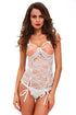 Sexy White Sexy Open Cup Lace Teddy